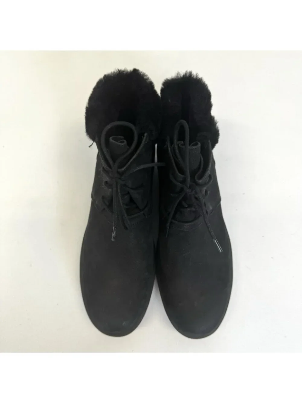 Eileen Fisher Kenille Boots Womens Size 8.5 Black Wedge Shearling Fur NEW NWOB